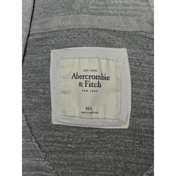 Abercrombie & Fitch Hoodie Medium Women's Gray Hooded V-Neck Tunic Casual Preppy - Picture 2 of 5